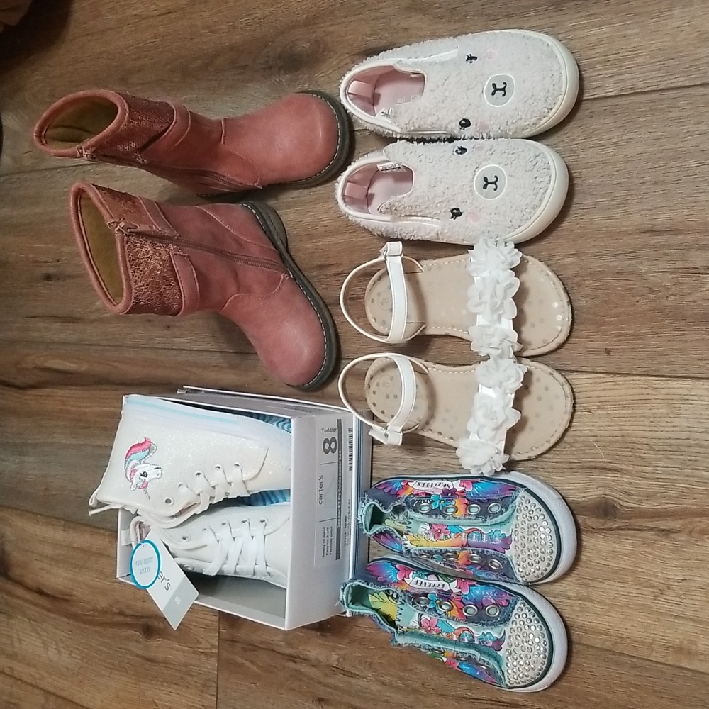 Lot 5, Sz 8 Toddler shoes NEW Sneakers Rachel boots Carter's Cat & Jack Skechers